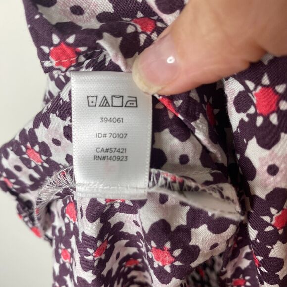 Ann Taylor Loft Purple Pink & White Flowy Blouse Long Sleeve Shirred Yoke XXSP - Picture 8 of 11